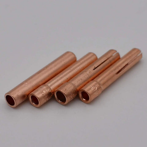 Close-up of collet bodies from 36 Piece TIG Torch Consumables Kit With Gas Lens, Cup, Alumina Nozzle, Collet Body For PTA DB SR WP 9 20