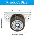 Ultra Low Profile Mini Caster Wheels Side Mount Brackets Glides Slick Heavy Duty Flat Plate Rollers 1.25 Inch Diameter Slides Into Furniture Drawers And Utility Carts No Fuss Install 4 Pack Set with size dimensions.