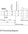 Technical diagram of 25mm Lead Ballscrew Kit With 2700mm Length Ball Screw Nut BK BF20 Bearing Blocks End Supports Coupler Nut Housing And Nema 42 Motor Bracket For CNC Machines Beefy Linear Drive.