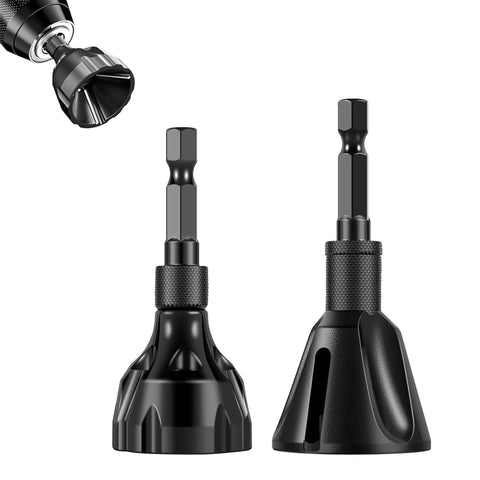 Two Pack Metal Burr Removal Tool Set With Dual Chamfer Tools For Deburring and Finishing Drill Bits, close-up view