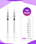 100 Pack 1 Milliliter Syringes With Needle 27 Gauge Half Inch Disposable Luer Lock Syringes For Scientific Lab Use Sterile Individually Wrapped Ready For Pro Grade Precision Dosing In Microbiology Chemistry And General Research, 1ml syringe