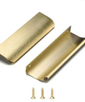Edge Finger Tab Cabinet Pulls For Cabinets And Drawers Hidden Door Handle Style Aluminum Brushed Brass 6 Inch with screws
