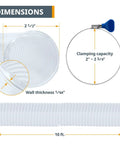Diagram of 3 Inch By 50 Foot Flexible PVC Dust Collection Hose dimensions with clear spiral and clamping capacity details.