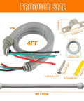 1/2 Inch Power Whip Assembly Kit With 3 Conductor 10 Gauge Preassembled AC Whip, Nonmetallic Liquid Tight Flexible Conduit, 4 Foot Length