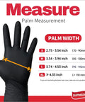 Tough As Nails Black Nitrile Disposable Gloves Hundred Count Five Mil Thick Powder Free Latex Free Safety Gear for palm sizing chart.