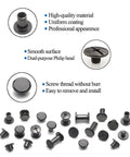 Gun Black Chicago Screws Assorted Heavy Duty Leather Rivet Kit featuring various sizes of durable screws for easy installation.
