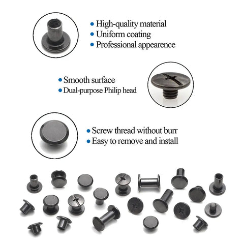 Gun Black Chicago Screws Assorted Heavy Duty Leather Rivet Kit featuring various sizes of durable screws for easy installation.