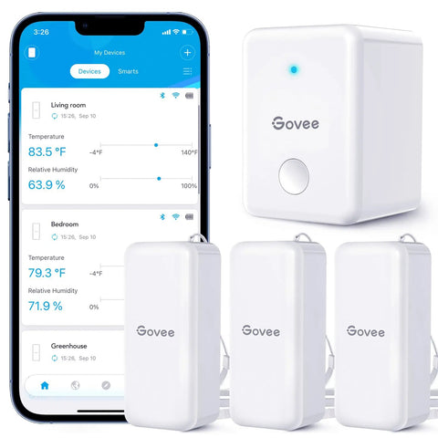 Three Pack WiFi Hygrometer Thermometer Sensor With App Alerts Remote Monitoring For Home And Greenhouse Indoor
