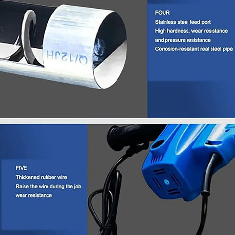 Stainless steel feed port and thick rubber wire of Portable Suction Auger Screw Conveyor For Grain And Cement, Workhorse Farm Ready Granule Feeder, 100 To 200 Kg Per Minute Output, Two Meter Length, Versatile Grain Fertilizer Gravel Pump, Easy Move And Set Up.