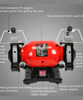 Tough As Nails 8 Inch Dual Wheel Bench Grinder 550W Brushless Motor 2950 RPM with grinding wheels and eye shields.