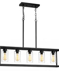 Dope 3 Light Dining Room Fixture With Modern Farmhouse Vibe Linear Rectangular Kitchen Island Lighting Industrial Vintage Pendant With Clear Glass Shade