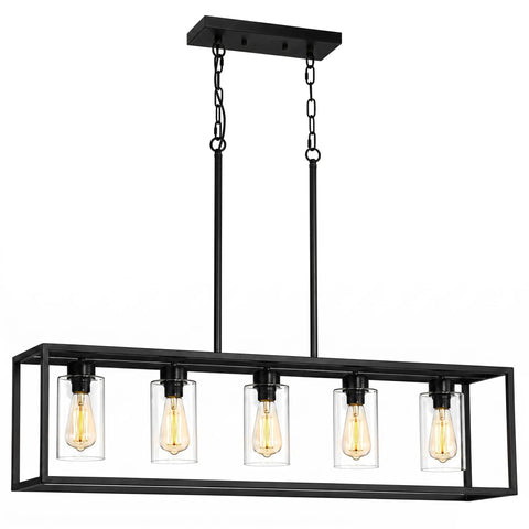 Dope 3 Light Dining Room Fixture With Modern Farmhouse Vibe Linear Rectangular Kitchen Island Lighting Industrial Vintage Pendant With Clear Glass Shade