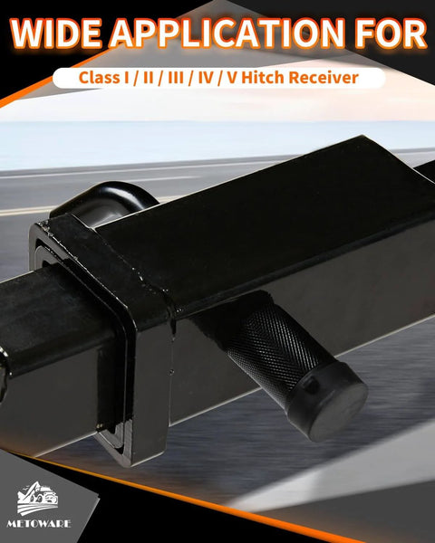 Close-up of Dual Pin Trailer Hitch Lock Set with one half inch and five eighth inch pins, compatible with multiple hitch receivers.