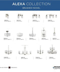 Alexa Collection Two-Light 12-1/4 Inch Semi-Flush Ceiling Light, brushed nickel fixtures displayed in catalog.