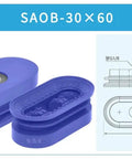 Heavy Duty Industrial Pneumatic Vacuum Sucker Cup For Manipulators 40X80mm Oval Rubber Gripper Pad in blue color.