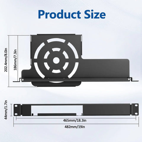 Slick 1U Rack Mount Bracket For Mac Mini Featuring Integrated Hinges And Dual Pivot Arms For No Sweat Hook Up Inside 19 Inch Server Network Cabinets With Rock Solid Stability measuring 202.4mm by 465mm.