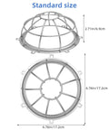 Heavy Duty Metal Detector Guard Cover And Fire Alarm Protector With Tool Less Quick Mount for Sprinkler Heads, 6.76in size, steel material.