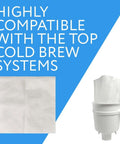Disposable Cold Brew Filter Bags For Iced And Batch Coffee Easy Brew No Mess Rip Resistant Paper Filters Compatible With Toddy Cold Brew Maker Eleven And A Quarter Inch By Thirteen Inch White Pack Of Thirty, shown with cold brew system.