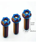 Top Shelf Grade 5 M8 Titanium Screws 4 Pack Burning Blue Torx Flange Head Bolts with 25mm length and 8mm diameter