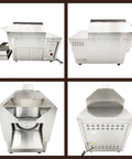 Commercial Gas Coffee Roaster With 110 Lb Drum Capacity For Roasting Beans Nuts Seeds Chestnuts Peanuts Walnuts And More Beefy Heavy Duty Single Phase 220V Drum Roasting Machine front and side view