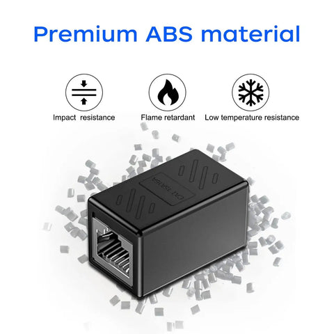 RJ45 Cat6 Ethernet Extender Coupler Female To Female High Speed Network Cable Joiner For Extending Length Copper Gold Plated Contacts For Strong Signal Fast Data Transmission Easy Plug And Play black ABS housing