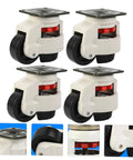 Heavy Duty Leveling Casters 4 Pack With Locking 360 Degree Swivel Wheels For Workbenches And Shop Equipment, 360 swivel wheels with locking feature.