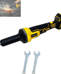 Killer Cordless Die Grinder Engineered To Ride On Popular 20V Packs Sporting A Robust Brushless Motor Throttling Up To A Brutal 25000 RPMs, with two wrenches.