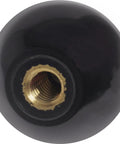 Black Ball Knob Female Three Quarters Inch By Ten By Thirty Two Thread Four Pack Ergonomic Control Knob for Panels and Machinery Durable Metal Hardware Accessory With Smooth Grip US Made showing thread opening.