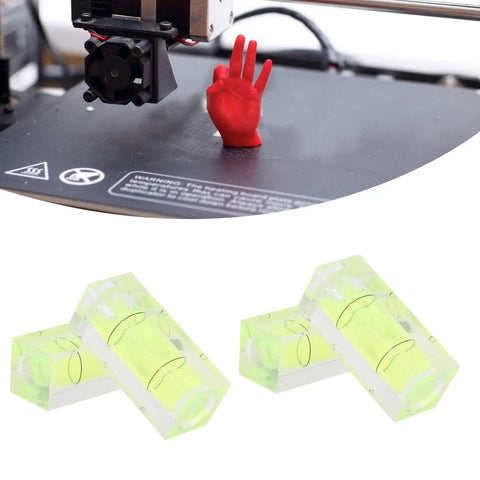 Image of Small Spirit Level Square Bubble Level High Optical Transparency Material with bright green bubbles.