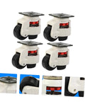 4 Pieces Beefed Up Heavy Duty Leveling Swivel Caster Wheels With 500kg Load Capacity For Industrial Equipment And Material Handling Workbench Transport Plates GD80F Casters For Quick Stable Mobility, black wheel set