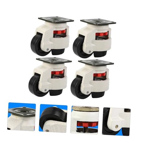4 Pieces Beefed Up Heavy Duty Leveling Swivel Caster Wheels With 500kg Load Capacity For Industrial Equipment And Material Handling Workbench Transport Plates GD80F Casters For Quick Stable Mobility, black wheel set