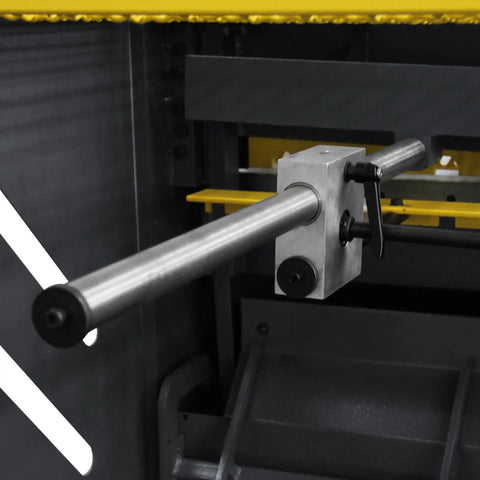 Tough As Nails Electric Metal Shear 49 Inch Cutting Width Snappily Cuts 11 Ga Plate showing control lever and guide bar.