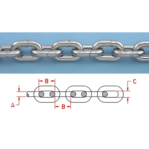 Top Shelf AISI 316 Stainless Steel Anchor Chain Heavy Duty Marine Grade ISO G4 Design For Fishing Boats close-up of links