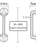 Badass Industrial Wrought Iron Stair Railing Kit Twenty Foot Wall Mount Bracket Diagram with Size Dimensions and Pipe Details