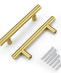 Must Have Brushed Gold Cabinet Pulls Set For Kitchen Cabinets, 30 Pack, Three And A Half Inch Hole Center with screws included