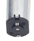Close-up view of Heavy Hitter Brushed DC Gear Motor showing dual output shafts and steel casing details.