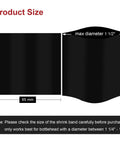 Top Shelf Black Shrink Bands For Bottles And Jars Hella Secure Tamper Proof Sealing Sleeves Sixty Five By Sixty Millimeter Dimensions demonstrating size and fit.
