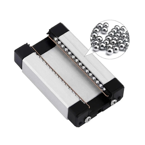 350mm Linear Rail Guide With Stainless Steel Carriage Block for DIY 3D Printers, visible ball bearings and smooth glide feature