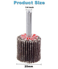 Close-up of 50 Pack Mounted Flap Wheels 1 Inch Diameter By 1 Inch Wide With 1/4 Inch Shank 80 Grit Aluminum Oxide For Rust Removal