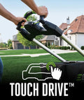 Person using Electric Cordless Self Propelled Lawn Mower With 22 Inch Aluminum Deck Select Cut And Touch Drive on grass