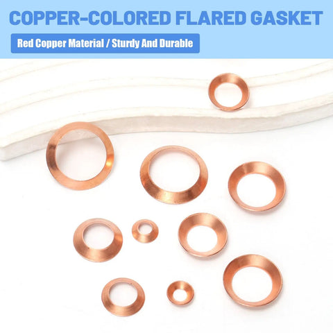 Copper Flare Gasket Kit 30 Pack For 5/8 Inch Tubing With 45 Degree Copper Flare Fittings on white background
