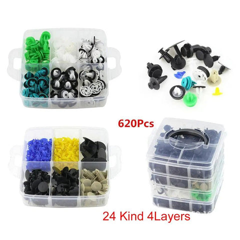 620 Piece Car Fastener Clips Kit With 24 Styles Door Rivet Repair Set For Universal Cars, Push Type Clips Multicolor Durable Fasteners for 4-layer organizer