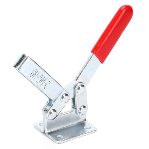 Toggle Hold Down Clamp With Quick Lock GH 201C Fixture For Welding And Woodworking Bench Jig Setup Beefy 182kg Holding Force Rust Resistant Heavy Duty Clamp Tool Set Of 2, red handle
