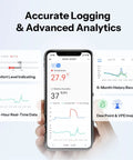 Indoor Zigbee Temperature And Humidity Sensor With 3.6 Inch LCD Display Real Time Readouts App Monitoring With Charts Alerts Data Export Remote Data View 1 Pack on phone app screen