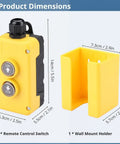 Durable 12 Volt Dump Trailer Remote Control With Up Down Switch for Tippers and Hoists showing dimensions and design.
