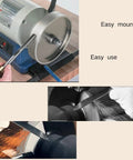 6 Inch CBN Grinding Wheel 1000 Grit Fits Standard Bench Grinders, shown mounted on a bench grinder with a lathe chisel.