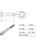 Titanium M8 flange-head hex bolt, 65mm length, 1.25mm pitch; pack of 4