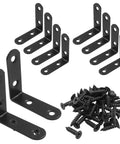 Heavy Duty 10 Pack L Brackets For Furniture Assembly Right Angle Corner Supports 2X2 Inch Black Coated Steel with screws
