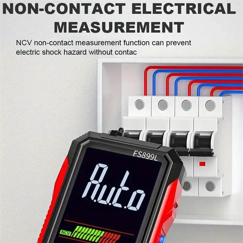 USB Rechargeable Digital Multimeter With Auto Display For Fast Voltage And Current Checks Built For Industrial Electrical Work Worksite Ready Pro Grade Safety CAT III 1000V CAT IV 600V Double Fuse Anti Burn Protection CE RoHS FS899L measuring electrical panel