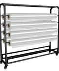 Adjustable Hanging Rod Bracket Floor To Ceiling Display Rack For Quilting Fabric Storage with multiple rods in steel frame